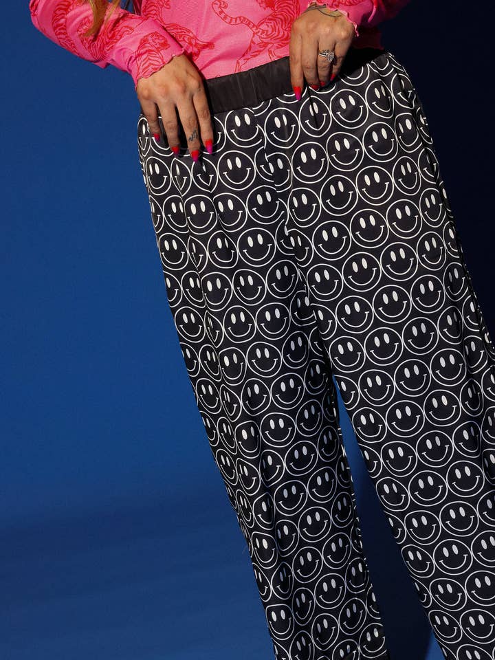 Burnt Toast - Wholesale Pants - Women's - Main Character Smiley Straight-Leg Pants **RESTOCKED**8