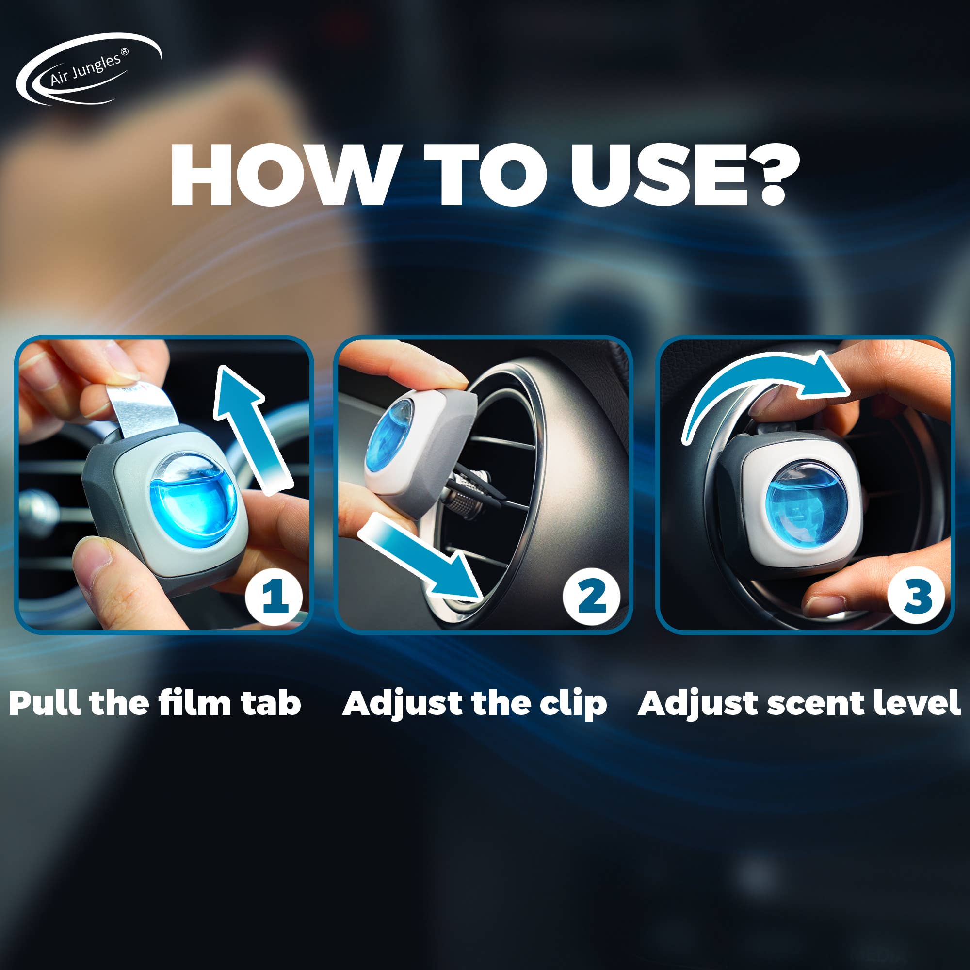 Air Jungles – wholesale Luftrenare för bil – Unisex – Air Jungles bilparfym med ventilklämmor, 6-pack19