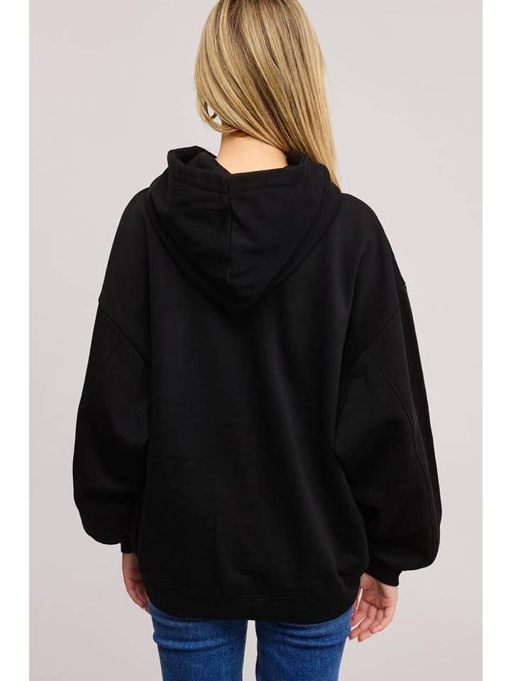 Zutter - Wholesale Hoodie - Women's - Boho Floral Peach Graphic L/S Relaxed Fit Fleece Hoodie3