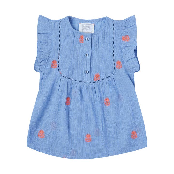 Coconut Tree Blue Girl Dress for wholesale by Bonheur du Jour