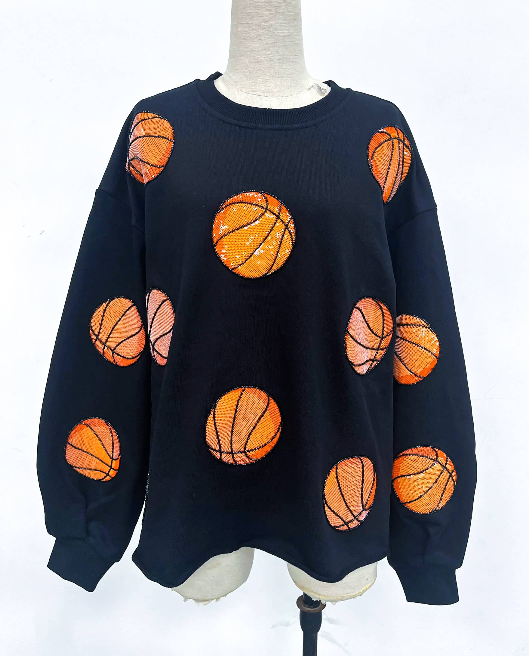 ABLNco - Wholesale Sweatshirt - Women's - Basketball Beading Sequins Black Sweatshirt0