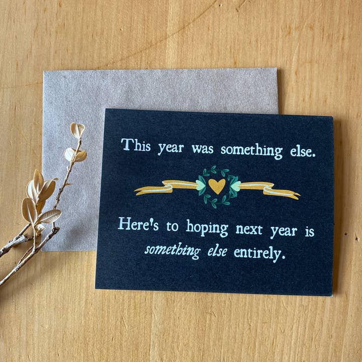 eco-friendly funny holiday greeting card ~ happy new year for wholesale by Freethinker Paper Co.