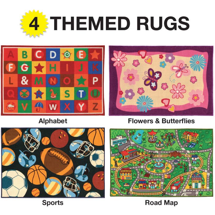 Four Kids Activity Rugs 47.2x31.5 inch rugs (Road, Alphabet, for wholesale by Excello Global Products