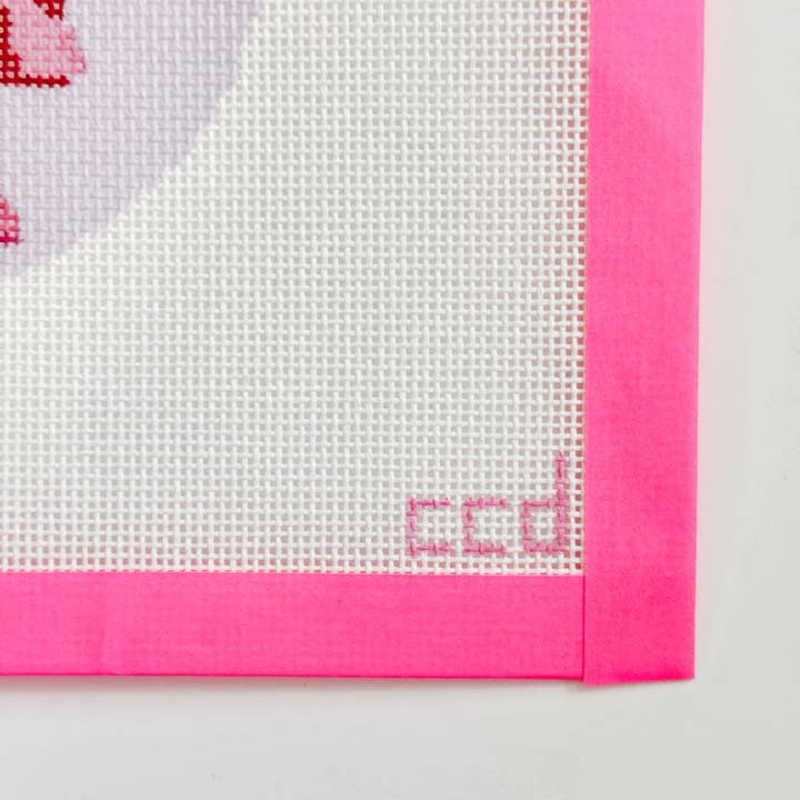 Cotswold Co Designs - Wholesale Embroidery/cross-stitch supplies - Coquette Bows Needlepoint Canvas Hand Painted, 18 Mesh 4" Ornament Design Canvas2