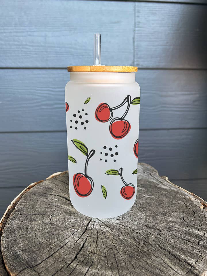 Verre à café glacé givré de 16 oz avec couvercle et paille pour la vente par Lester Lou’s Designs