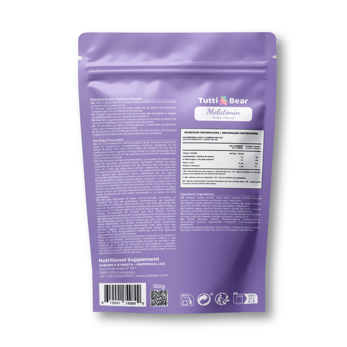 TUTTI BEAR - Wholesale Oral Supplement/Vitamin - Melatonin Gummies for Sleep1