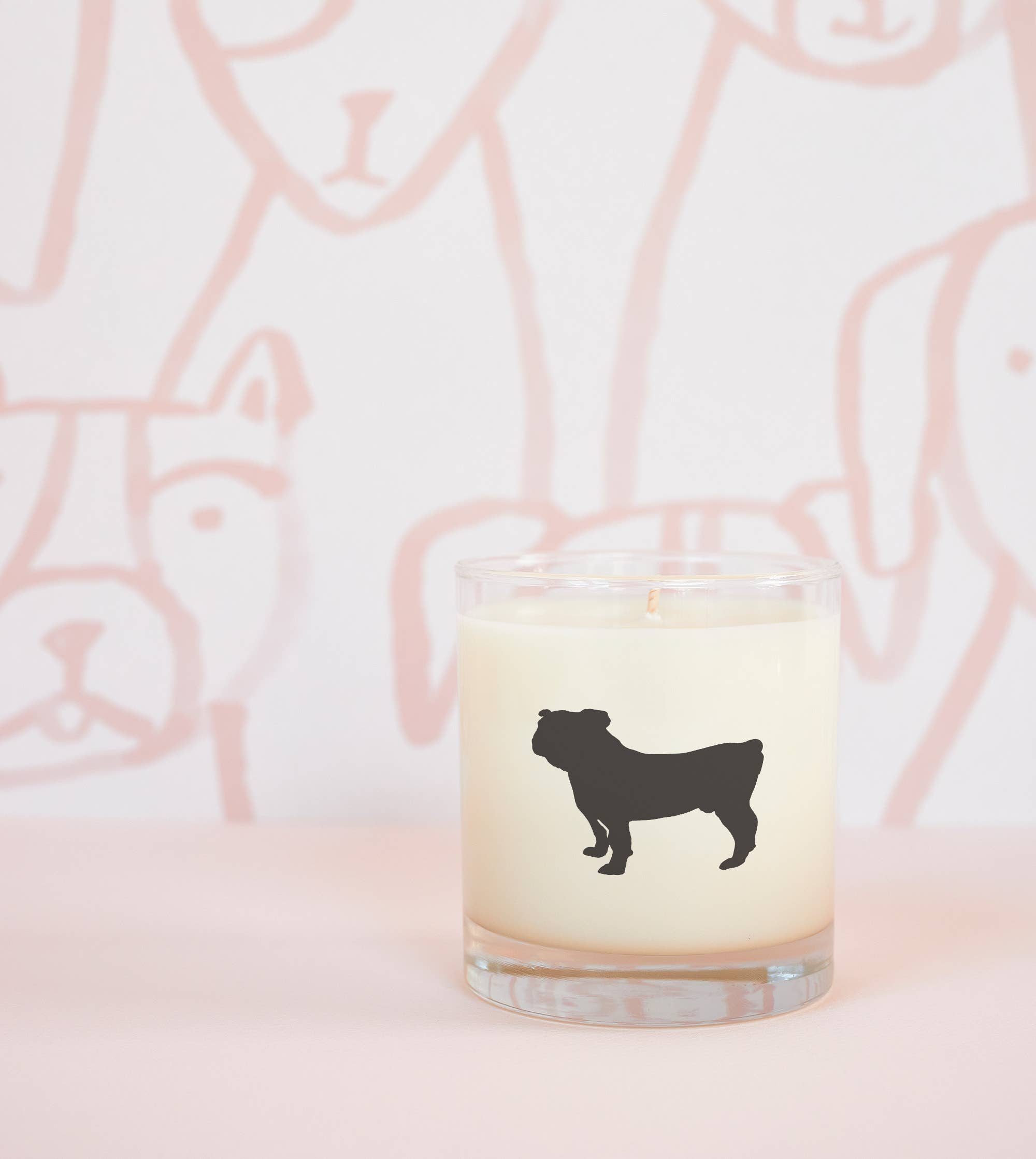 Scripted Fragrance - Wholesale Jar/Filled Candle - Bulldog Dog Soy Candle in Drinking Glass Two-In-One Gift1