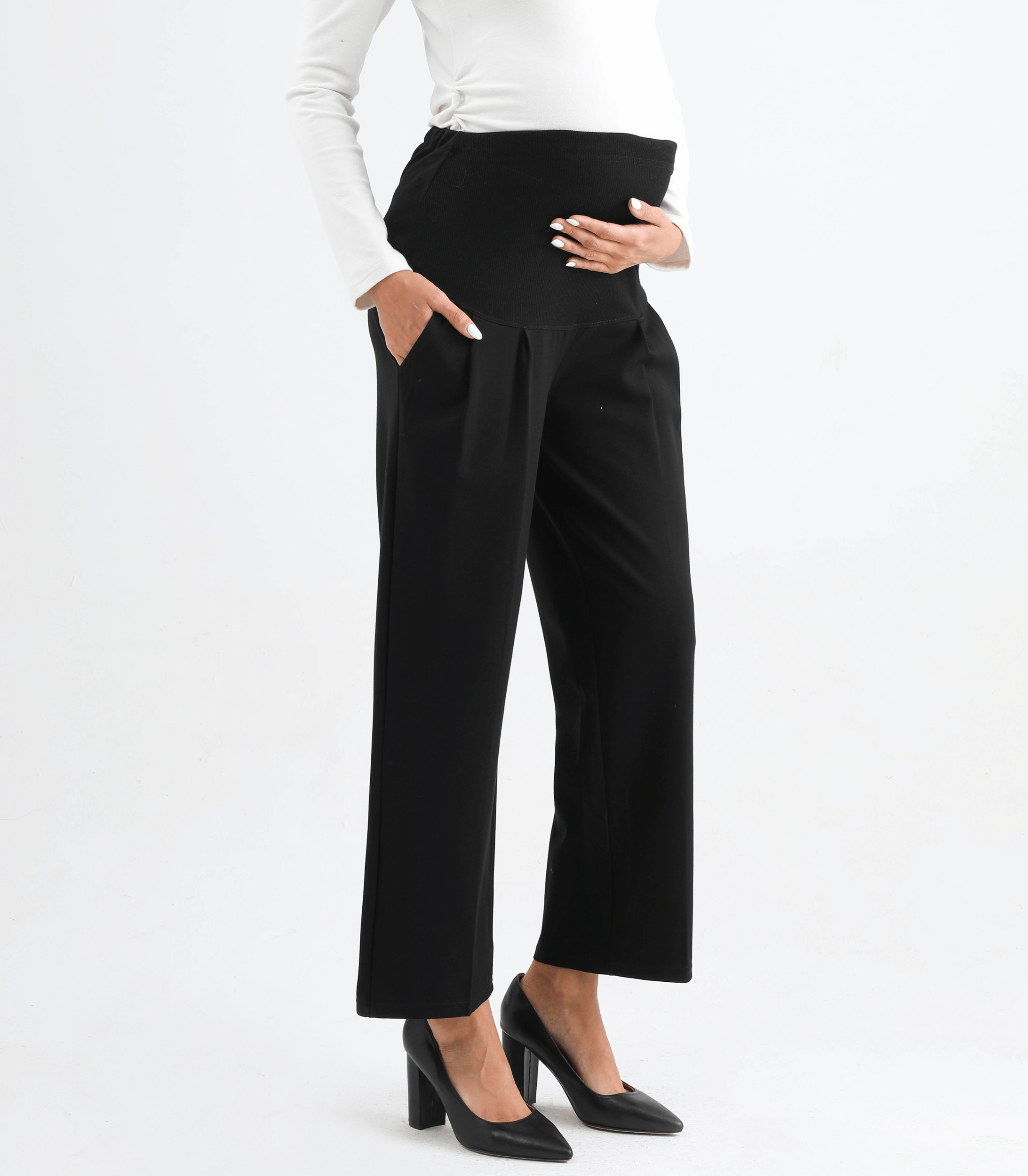 Alina Mae Maternity - Wholesale Pants - Maternity - Maternity Wide Leg Pant Wear to Work Office Pants5