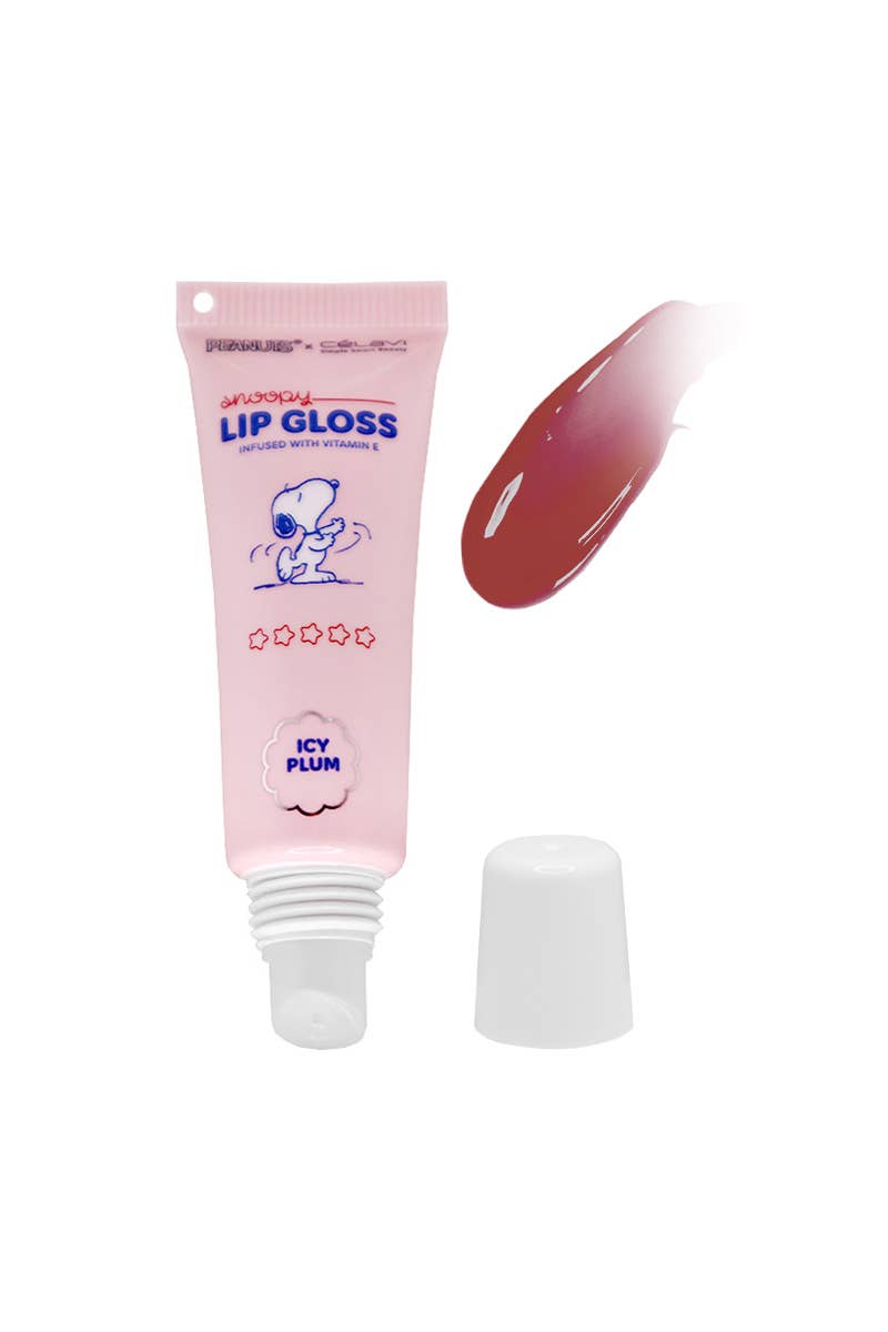 PINEAPPLE Beauty - Wholesale Lip-gloss - Celavi P46016 Icy Plum Snoopy Lip Gloss w/ Keychain - 12pc3
