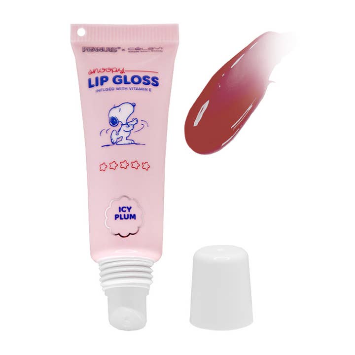 PINEAPPLE Beauty - Wholesale Lip Gloss - Celavi P46016 Icy Plum Snoopy Lip Gloss w/ Keychain - 12pc3