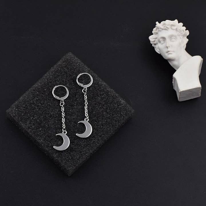 Haengseongworkshop – Engroshandel Hængeøreringe og creoløreringe – Hoop/Stud Kpop Style BTS-inspirerede øreringe Solid rustfrit stål måne