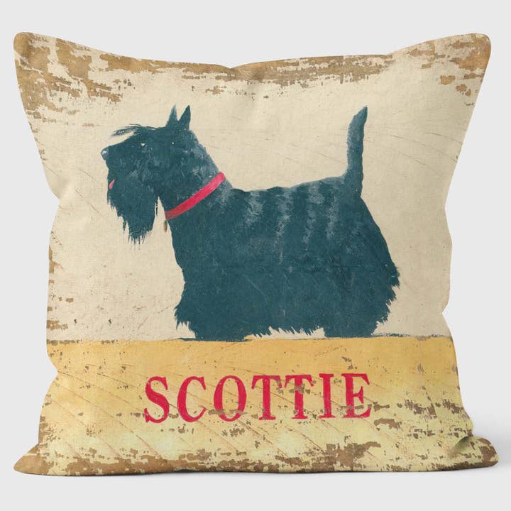 Scottie Dog Black - Martin Wiscombe - Coussin imprimé pour la vente par ART CUSHIONS