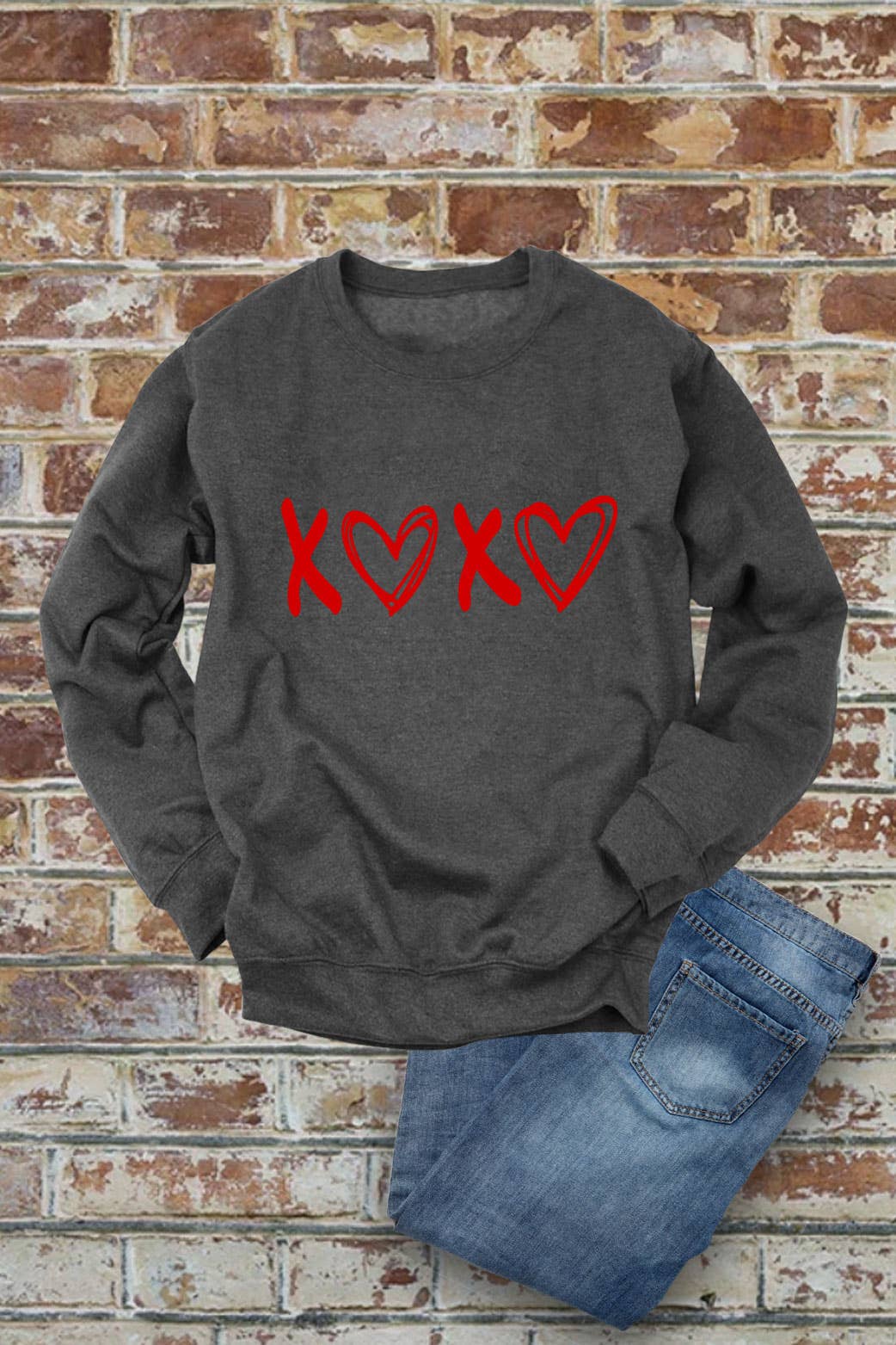 Top Avenue - Venta al por mayor Sudadera estampada - Mujer - Sudaderas unisex de forro polar con cuello redondo, de XOXO Love Heart, para San Valentín3