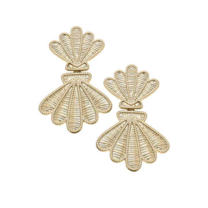 Canvas Style - Wholesale Dangle Earrings - Shelia Sculpted Wicker Statement Earrings in Natural
