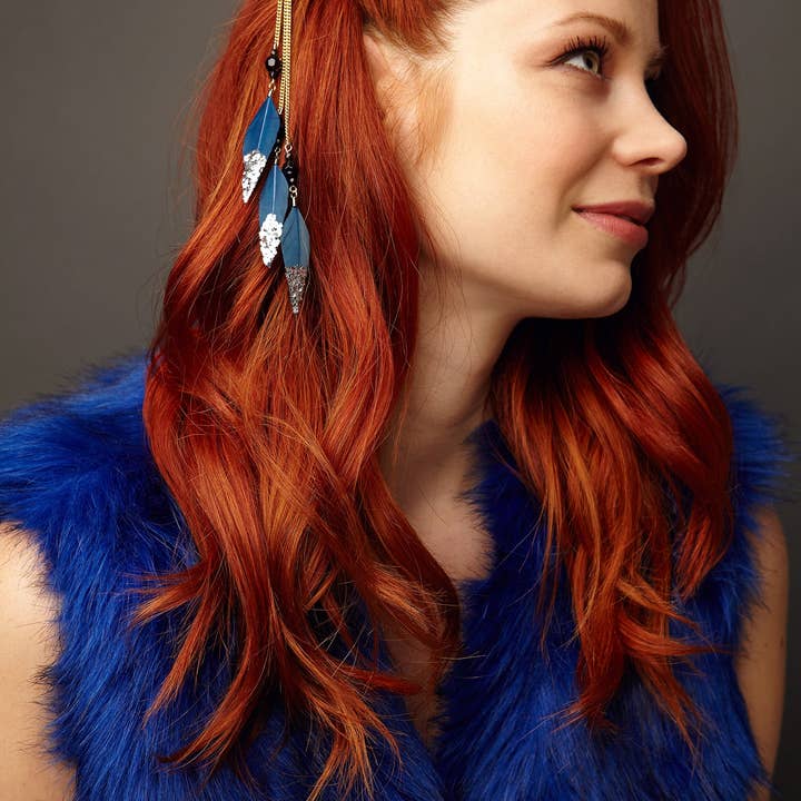 QueenMee Accessories - Wholesale Hair Clip - Women's - Feather Hair Clips with Glitter4