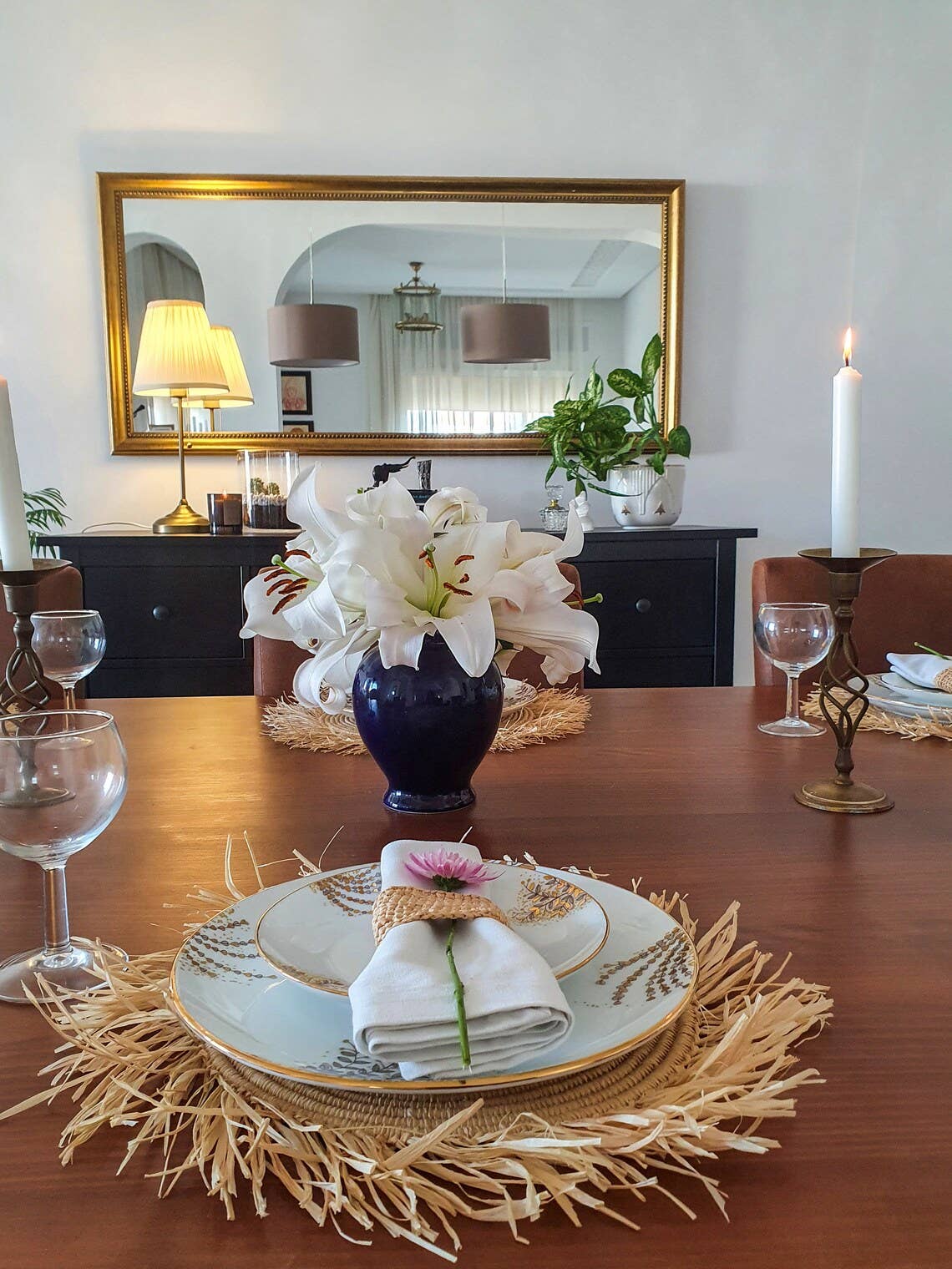 HandmadeBestSeller – wholesale Placemat – Round raffia table set with fringes Moroccan5