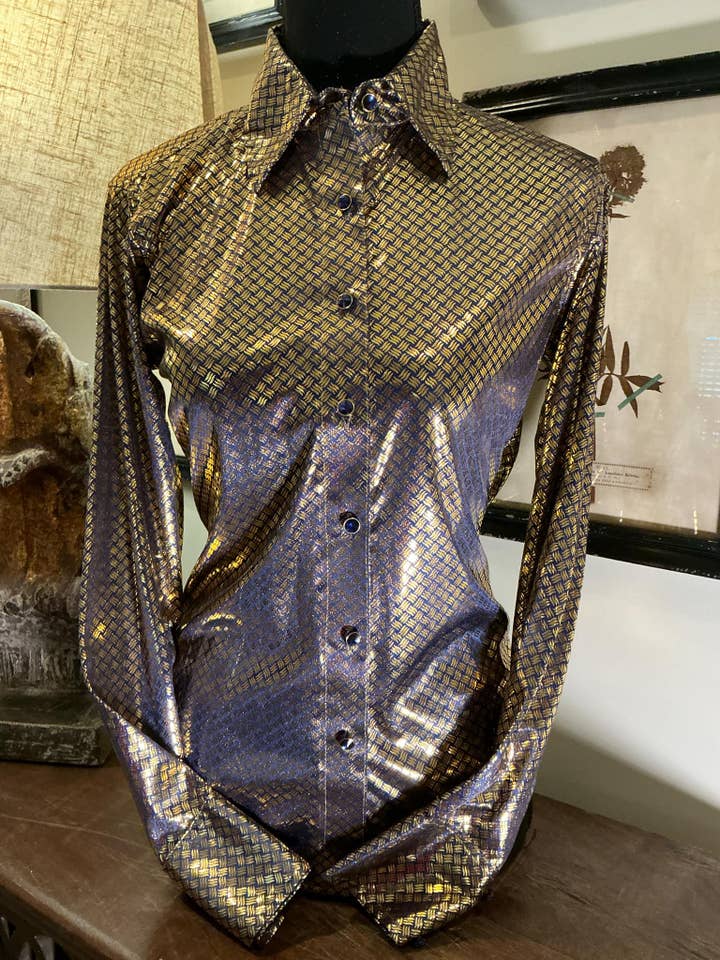 Prestige Gold & Royal Rodeo Show Shirt for wholesale by The Ranch Equestrian Apparel & Accessories