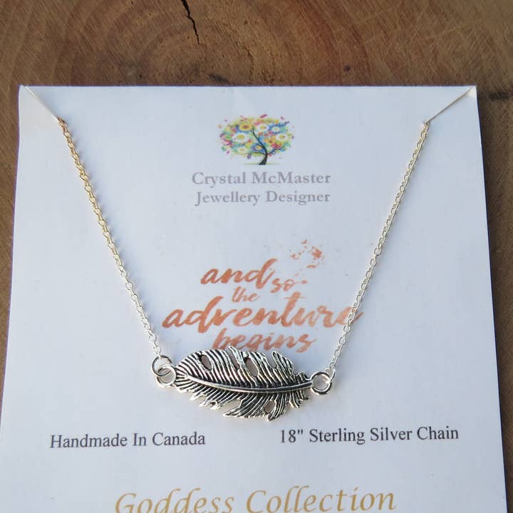 Feather Charm Necklace for wholesale by Crystal McMaster Jewellery Designer
