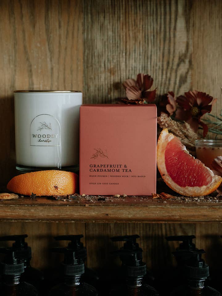 Grapefruit & Cardamom Tea | Gold Lid & Boutique Box for wholesale by Woodsy Homelife