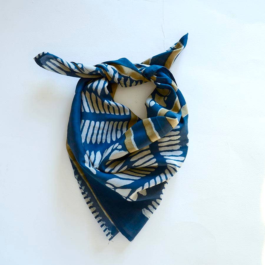 Ichcha - Wholesale Bandana - Women's - Blue Bandana Handprinted | Women Accessories - Aarya 2