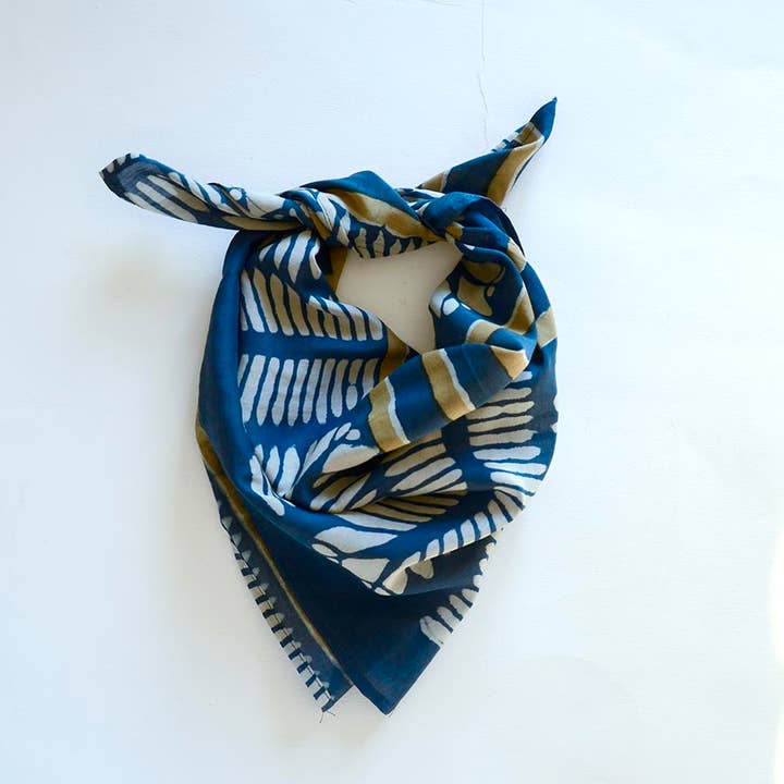 Ichcha - Wholesale Bandana - Women's - Blue Bandana Handprinted | Women Accessories - Aarya 2