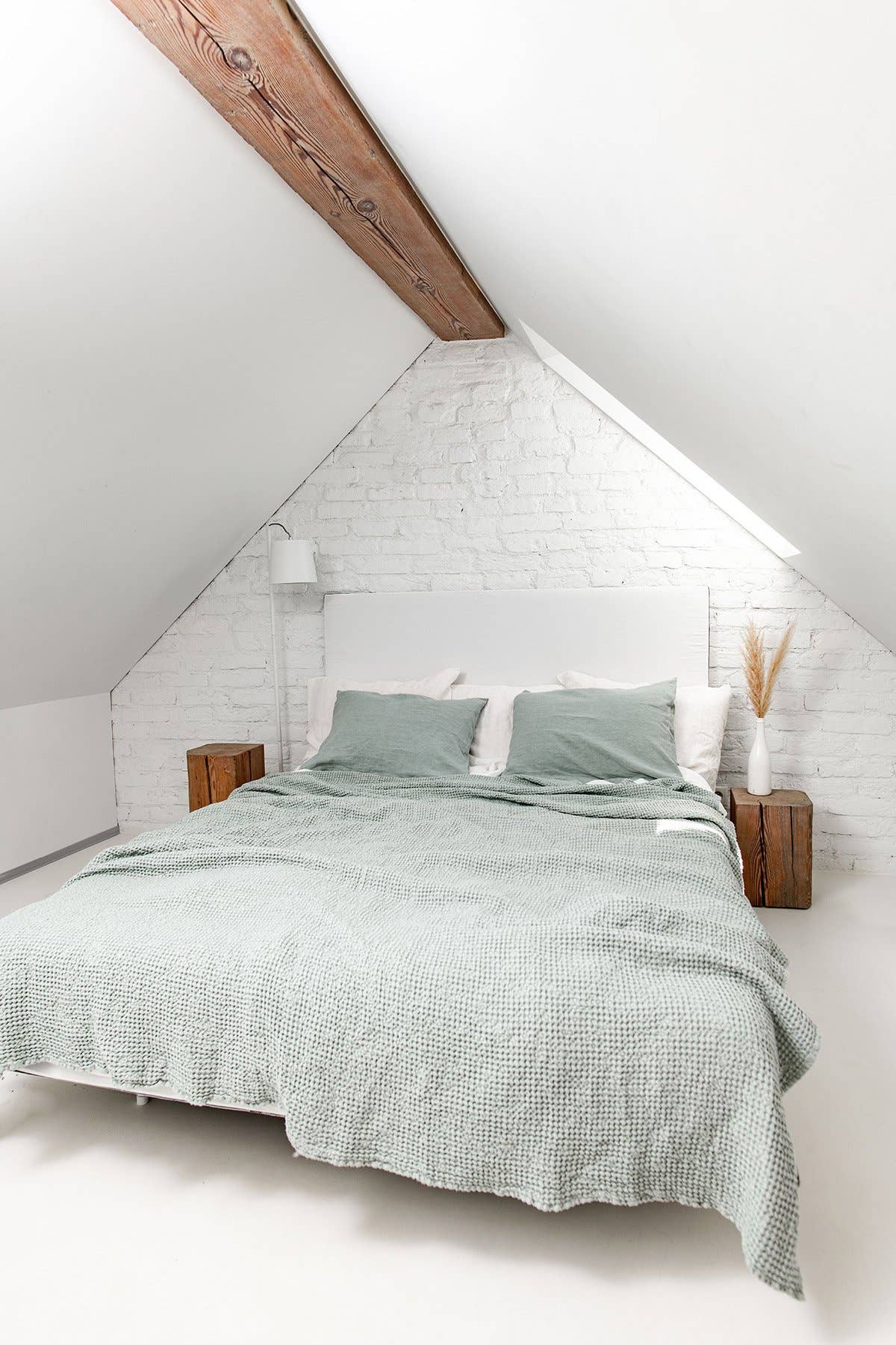 Linen waffle blanket in Sage Green for wholesale on Faire4