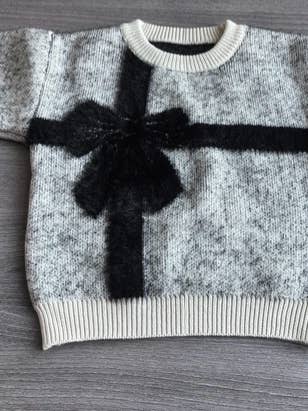 Fuzzy present sweater for wholesale by Fancy Shmancy Baby