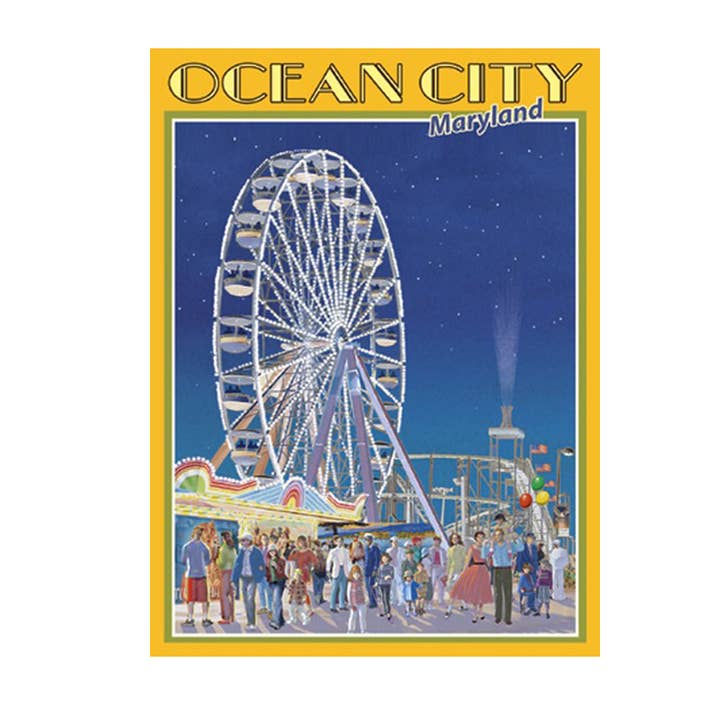 Ocean City Maryland Ferris Wheel Art Poster for wholesale by Beach Town Posters