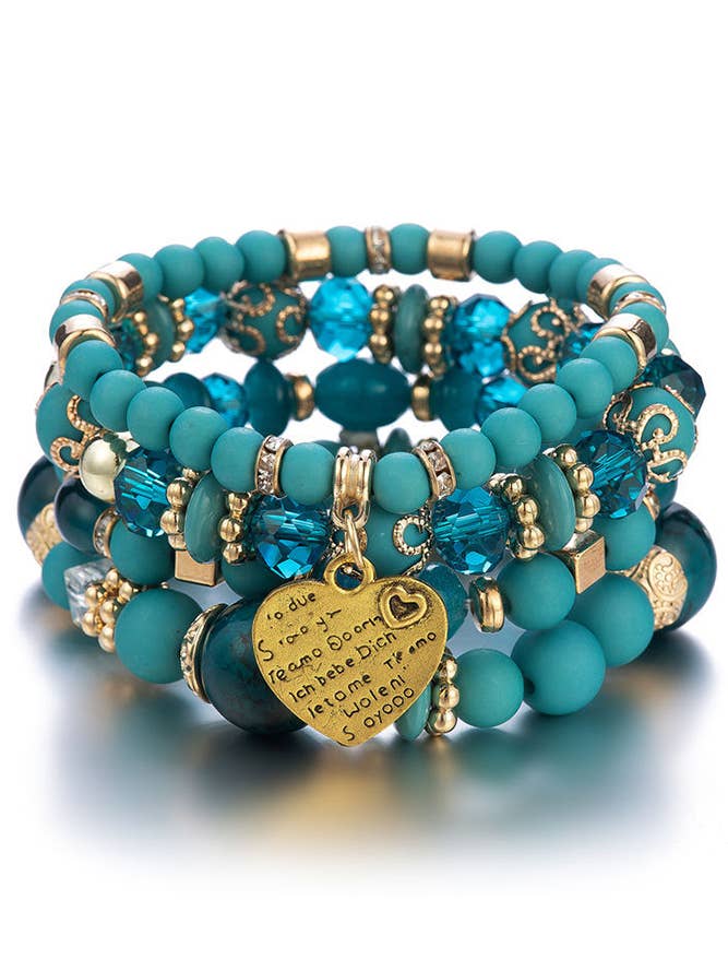 Bohemian Multi-layer Crystal Heart Bead Bracelet ACC797 for wholesale by UNISHE