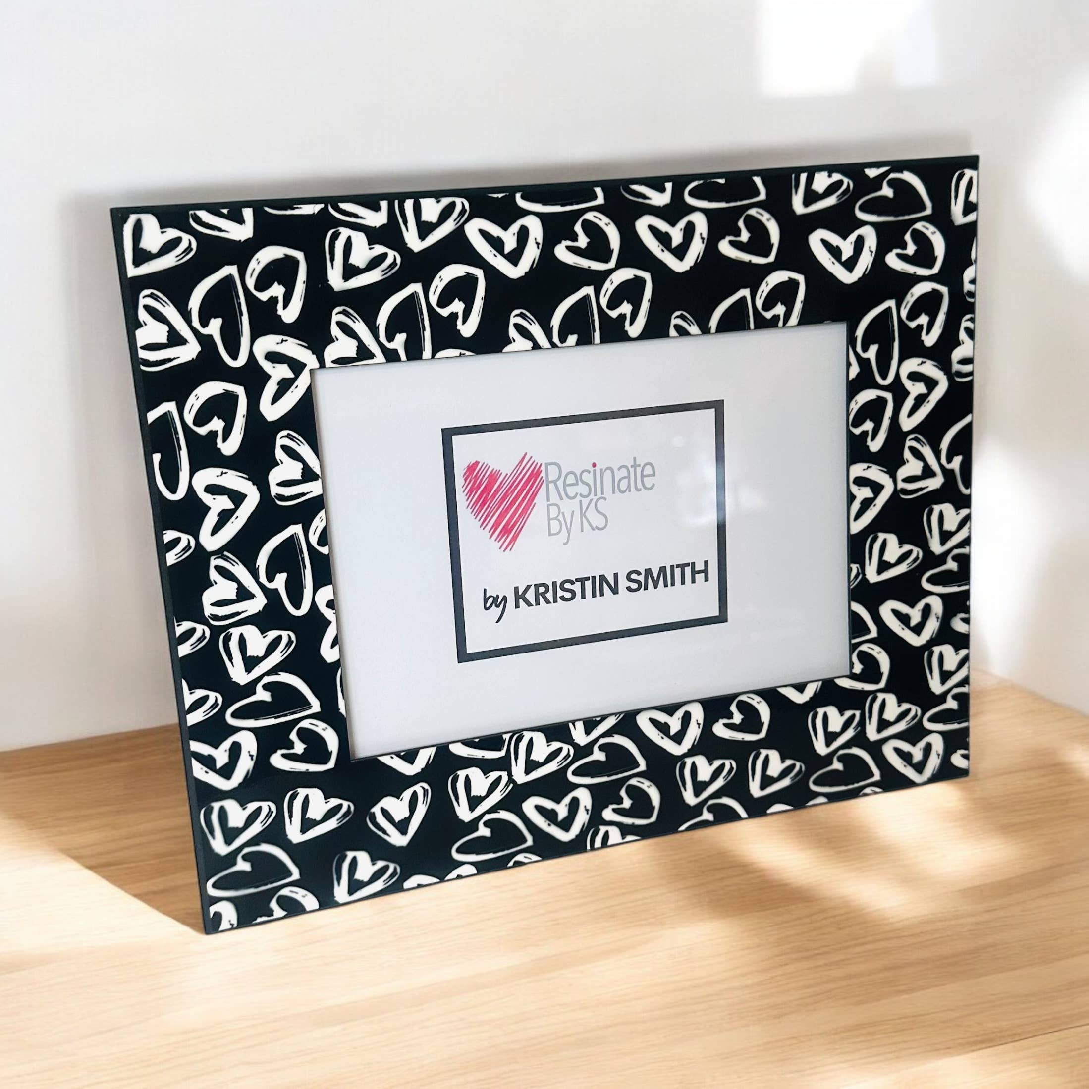 Resinate By KS / by KRISTIN SMITH - Wholesale Picture frame - Black White Hearts Love Photo Picture Frame
