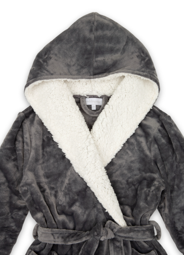 Weddingstar Inc. – wholesale Robe – Women's – Women's Fluffy Push Robe With Hood- Grey0
