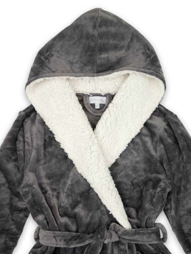 Weddingstar Inc. - Wholesale Robe - Women's - Women's Fluffy Push Robe With Hood- Grey0