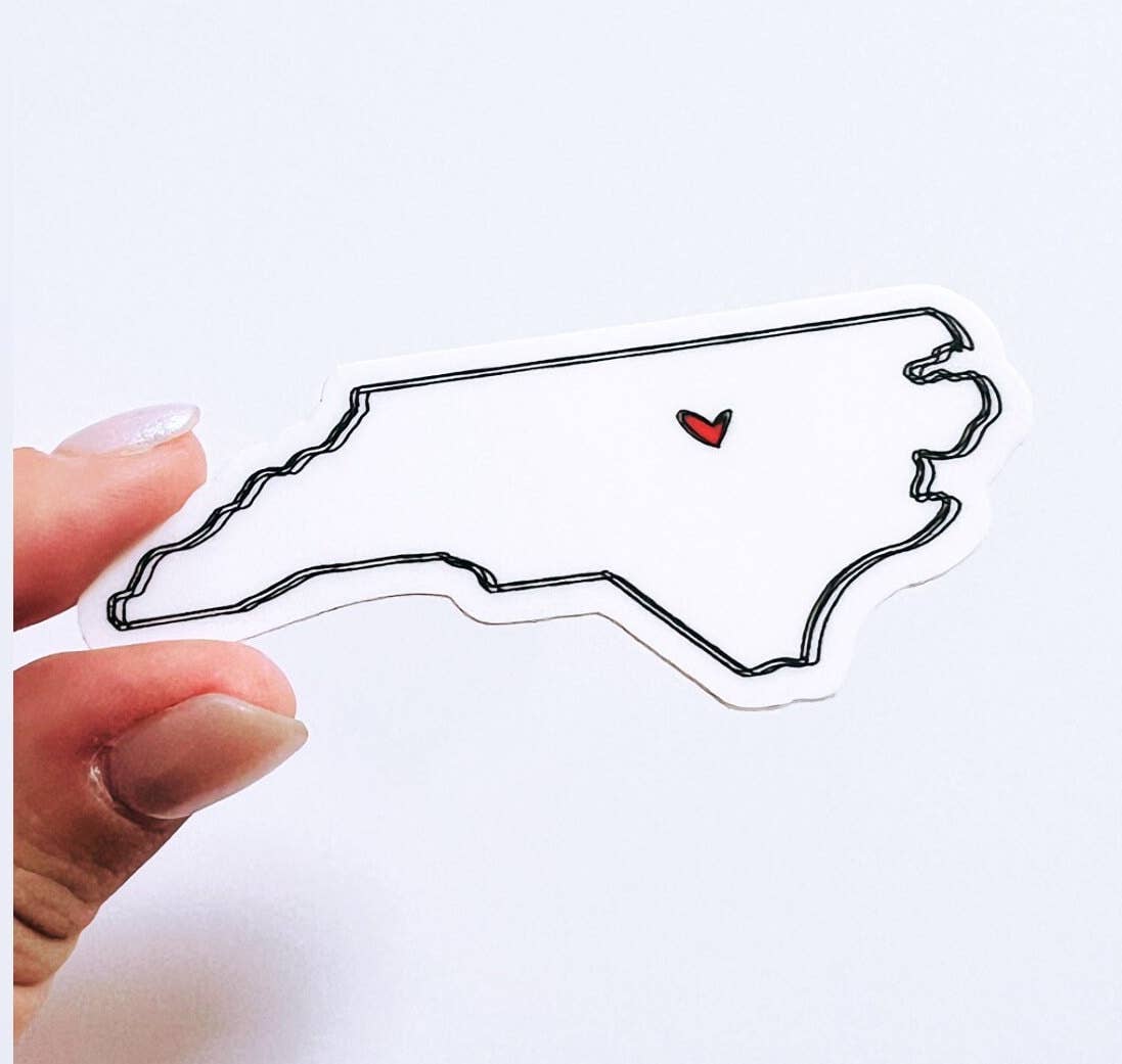 Positively North Carolina - Wholesale Sticker - North Carolina Minimalist Heart Vinyl Sticker3