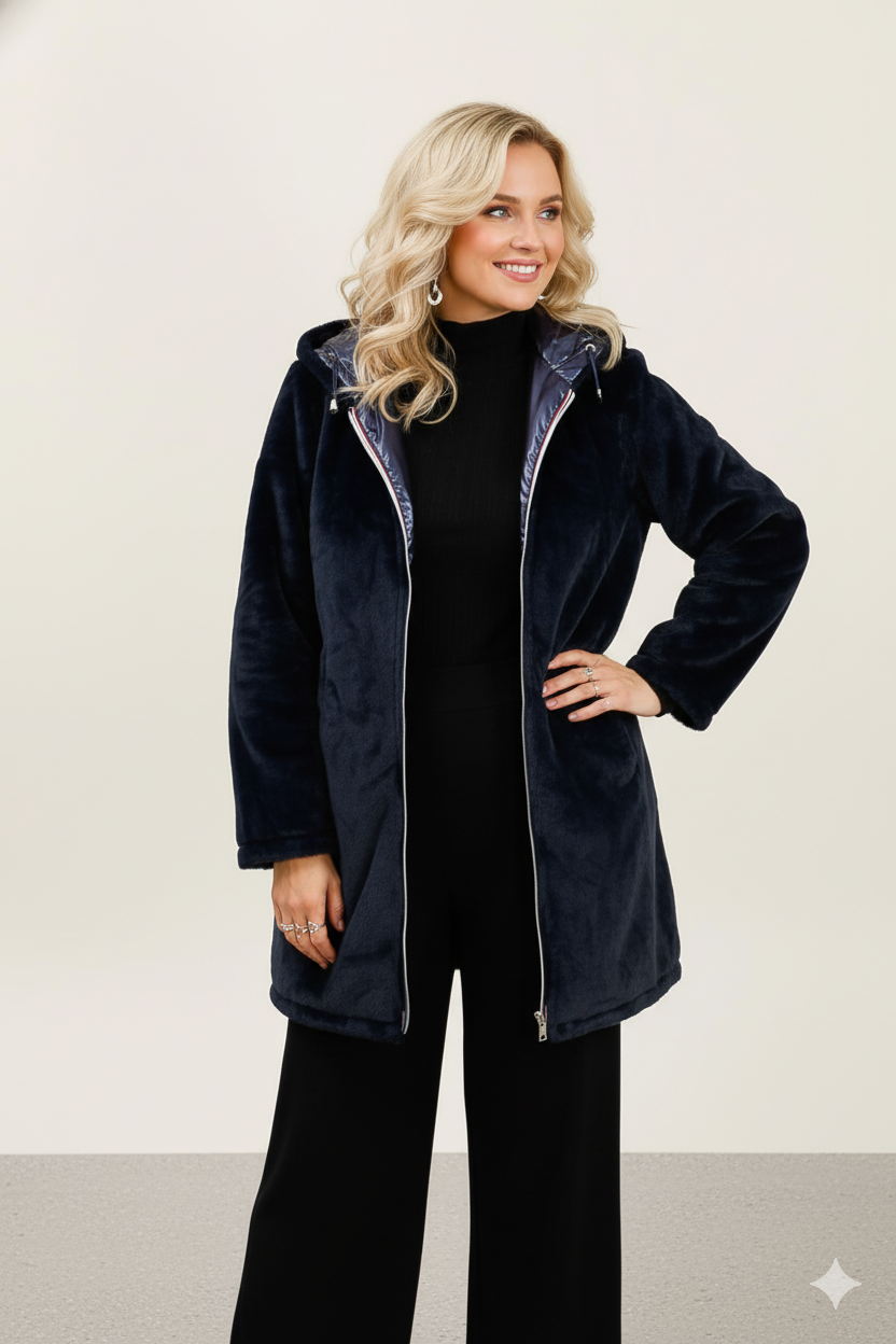 Attrait Paris - Vente Veste – femme - Veste en fourrure réversible à capuche GRANDE TAILLE2