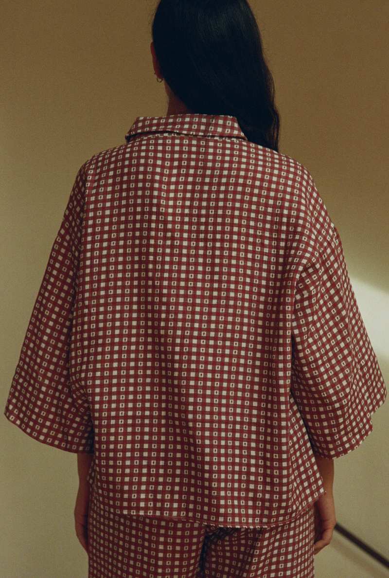 Nénés - Wholesale Button Down Shirt - Women's - Mimosa Vichy Bordeaux Shirt2