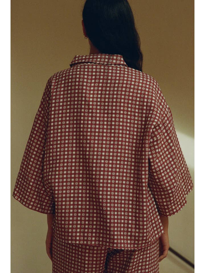 Nénés - Wholesale Button Down Shirt - Women's - Mimosa Vichy Bordeaux Shirt2