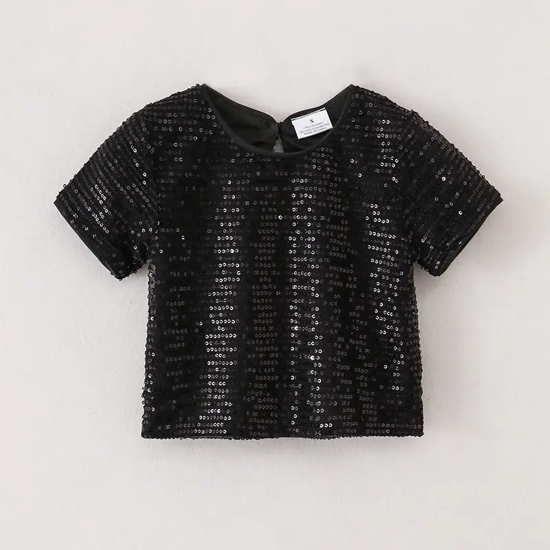 Auraquise - Wholesale T-Shirt - Kids - Girls Boutique Fashion Sequins Short Sleeves Top2