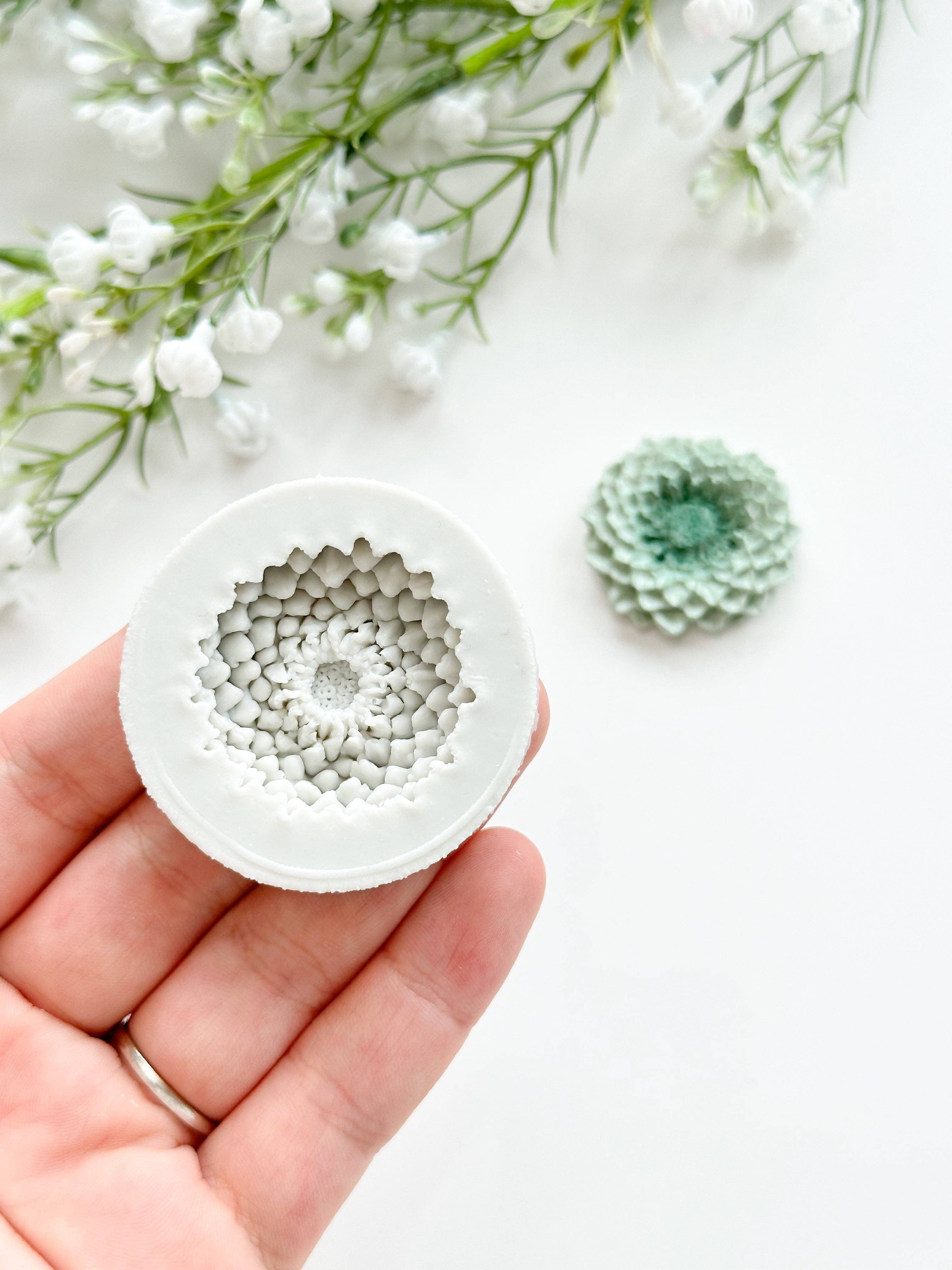 Tera Clay - Venta al por mayor Material para manualidades - Molde de silicona con forma de flor de dalia para arcilla polimérica2