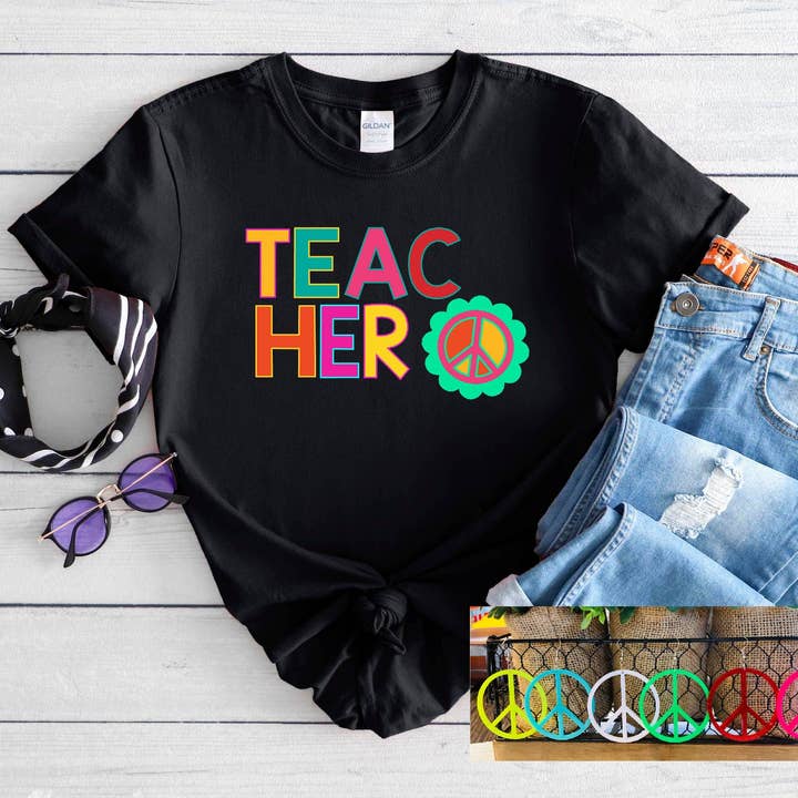 Teacher - Colorful Retro Graphic T-Shirt for wholesale by Southern Attitude Designs Inc