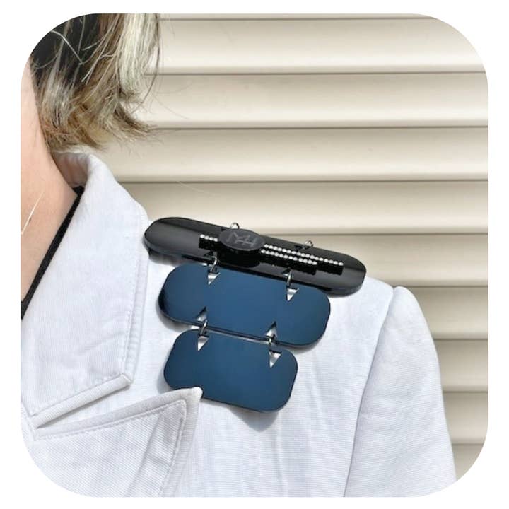 Josephine rhinestone red magnetic shoulder pads for wholesale by Madame Hippolyte