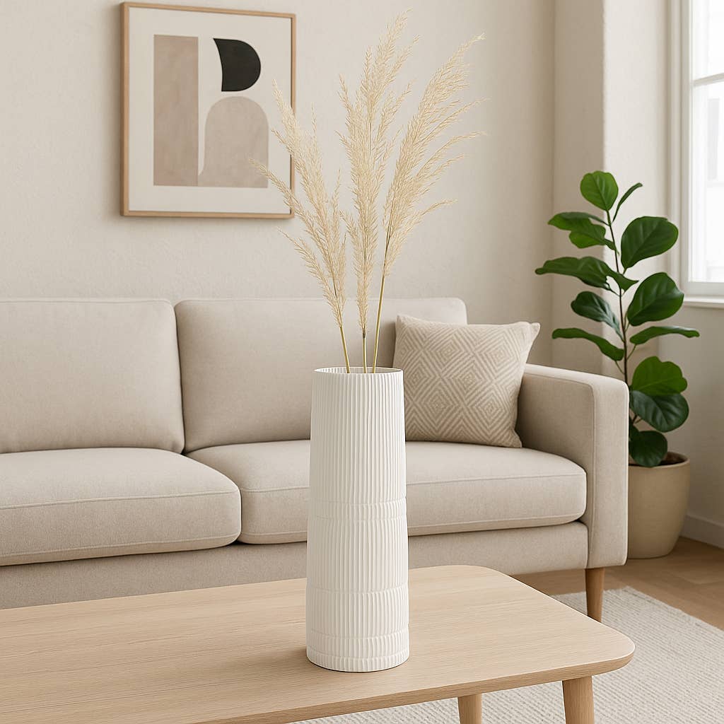 Sagebrook Home - Wholesale Vase - Ceramic Lined Cylinder Decorative Vase - White, 18 in.2