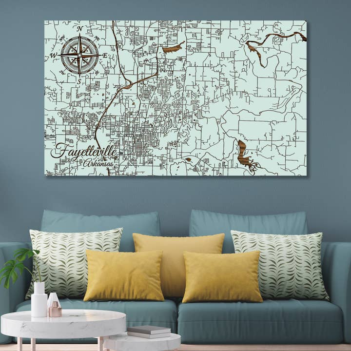 Arkansas: Fayetteville Street Mostrar mapa para venta al por mayor de Fire & Pine