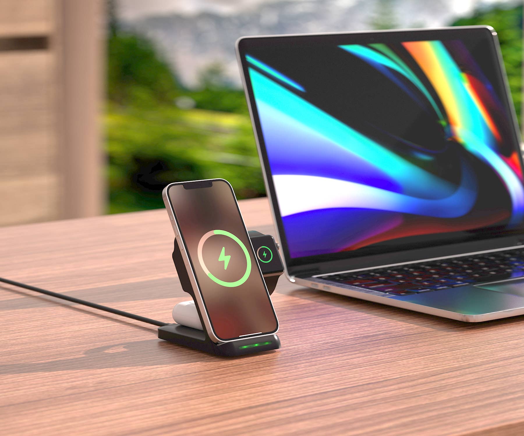 LAX Gadgets - Wholesale Charging Dock - Wireless 3in1 Charging Stand For Watch & AirPods Retail Pack6