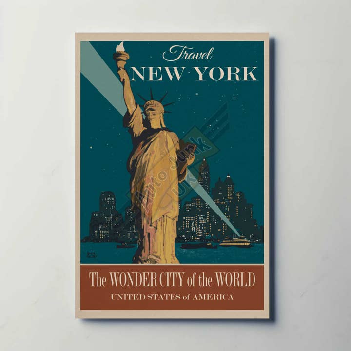 Affiche de voyage en métal de New York pour la vente par Auto Junk UK Ltd