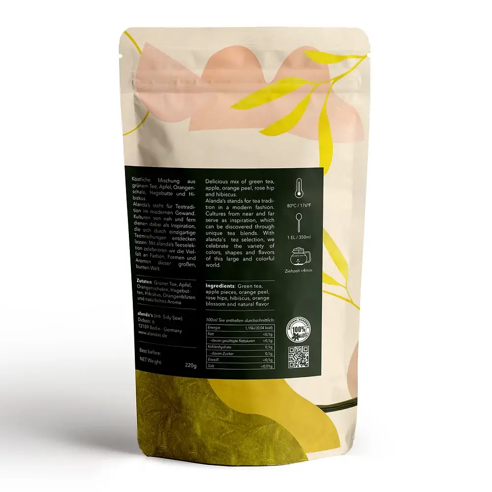 alanda's – wholesale Hälsoté/Detoxté – GRANADA | Grönt te med mynta, apelsinskal, apelsinblom och hibiskus2