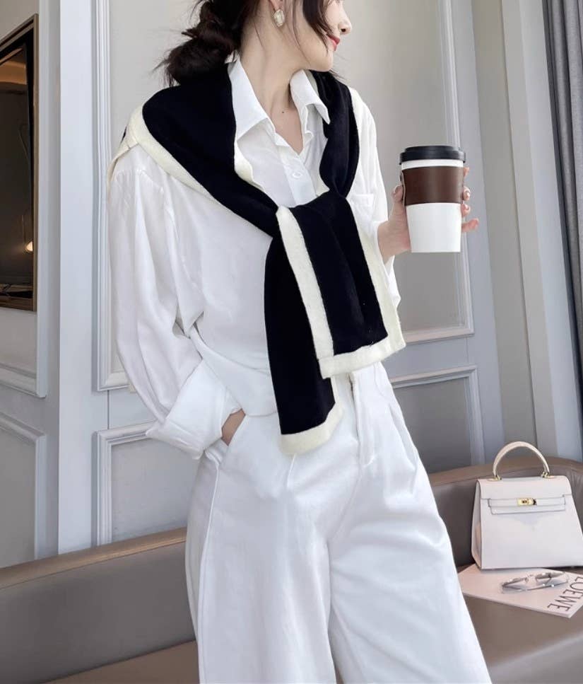 JC Sunny Fashion - Wholesale Scarf - Women's - JC063327 Unique Design Open Front Tie Shawl Wrap  7