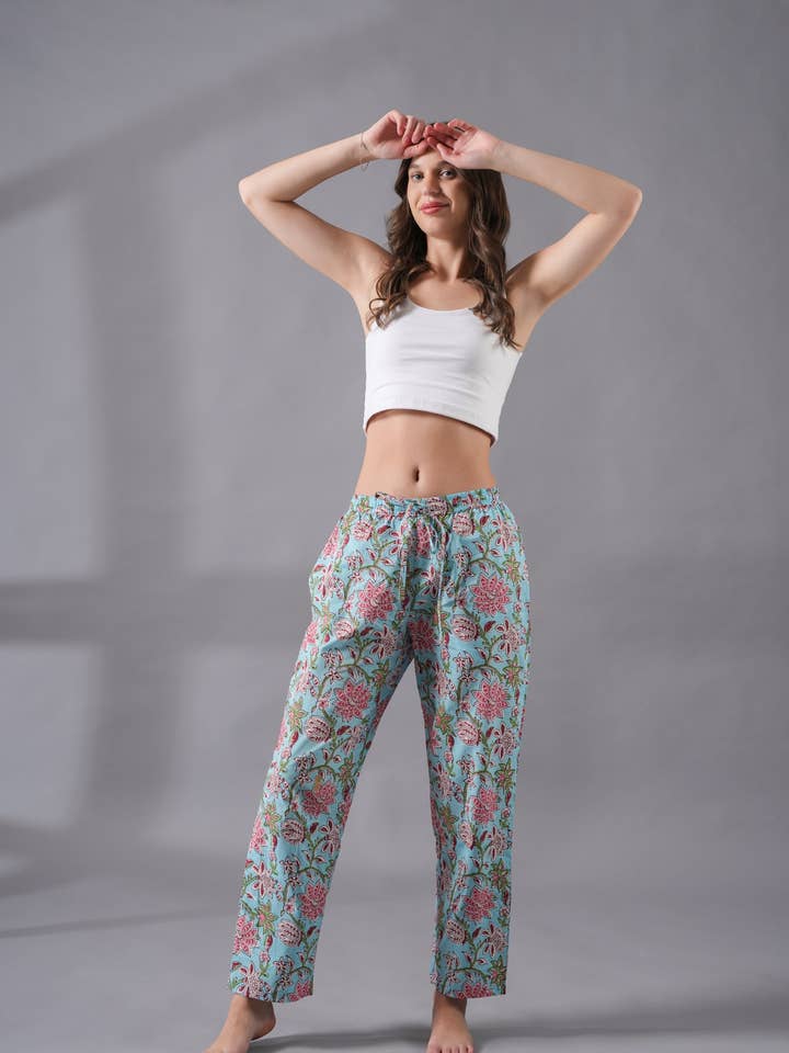 Zillajee - Wholesale Sleepwear Bottom - Women's - Cotton Pajama Pants Women - Blushing Blooms