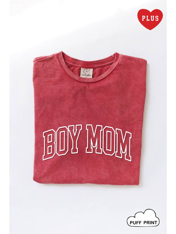 OAT COLLECTIVE - Wholesale Screen Printed T-Shirt - Women's - BOY MOM PUFF Plus Mineral Graphic Top