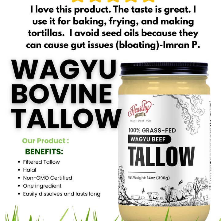 Hearthy Foods - Wholesale Cooking Oil - Grass Fed Wagyu Beef Tallow - Halal3