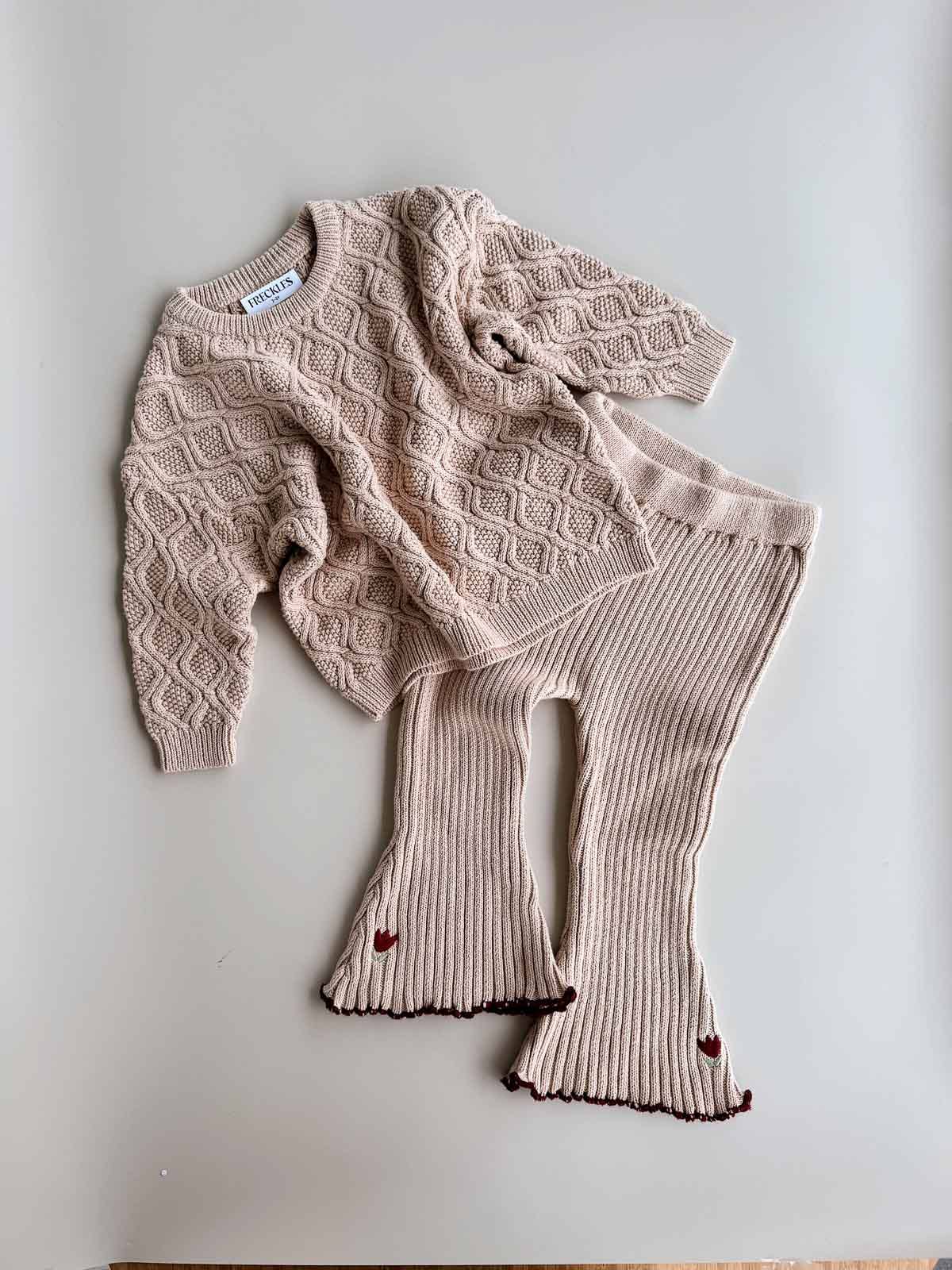 FRECKLES the label - Wholesale Pants - Kids - Embroidered Bell Pants | Ecru Tulip5